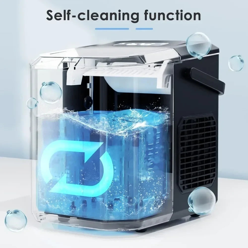 Effortless Ice Maker | Portable Countertop Ice Machine with Self-Cleaning Feature | Ideal for Home and Outdoor Use