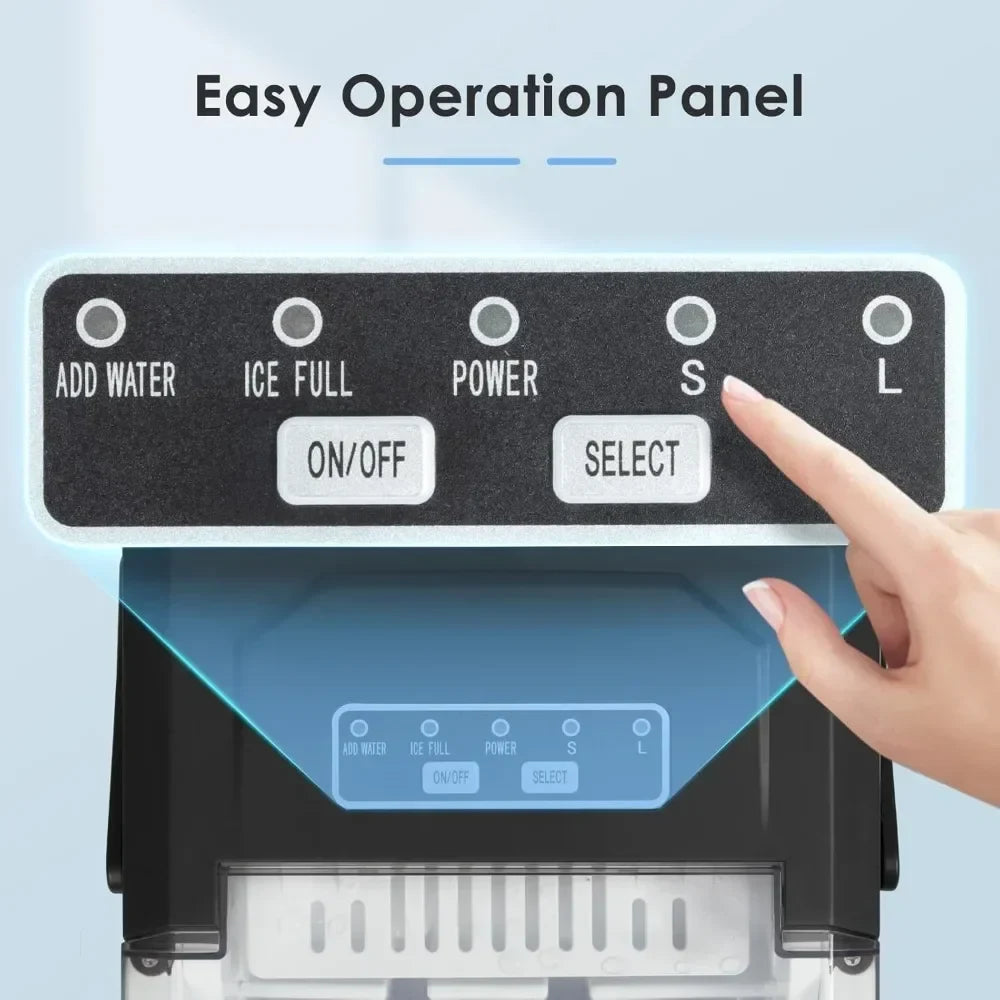 Effortless Ice Maker | Portable Countertop Ice Machine with Self-Cleaning Feature | Ideal for Home and Outdoor Use