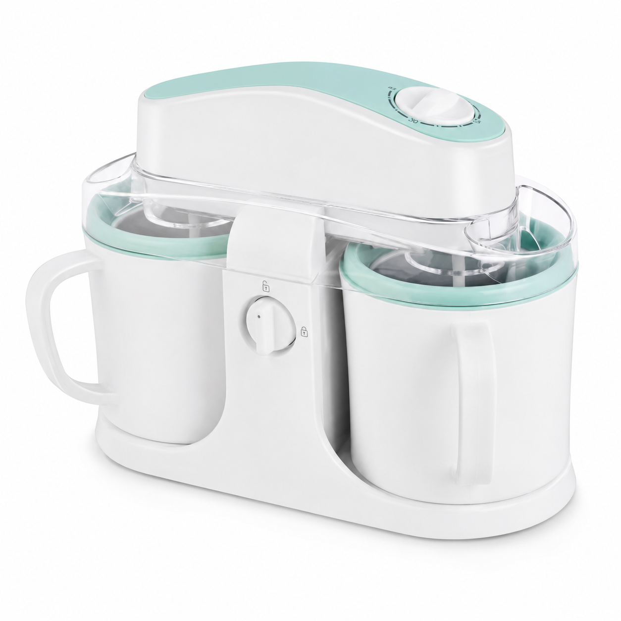 Home Treats | Dual Bowl Ice Cream Maker with Easy One-Knob Control | Compact Design for Quick Frozen Desserts